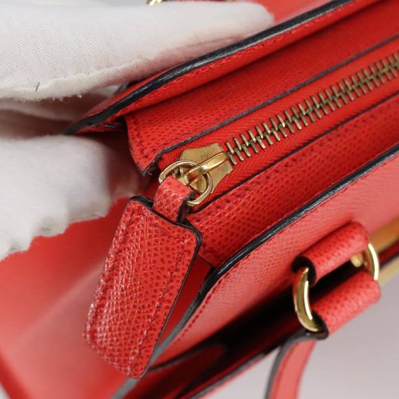 CELINE Hand Bag Leather Orange Gold Auth 97815 - Picture 9 of 16